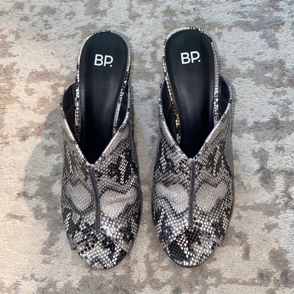 Snakeskin Mule Heels